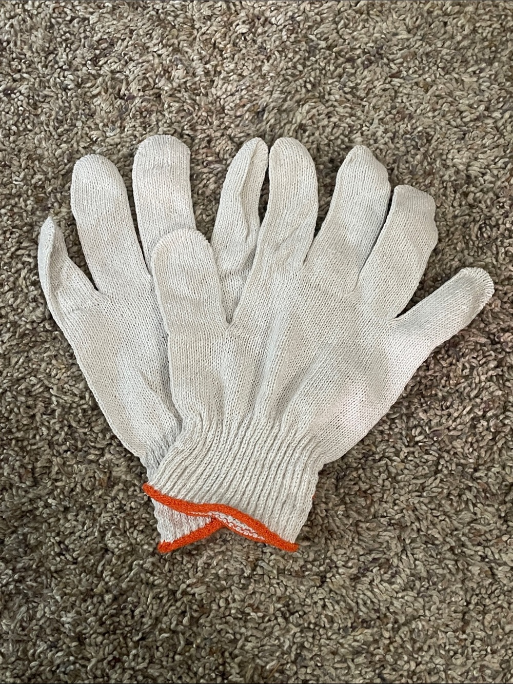 1 Pair of White & Orange Universal Size Gardening Gloves